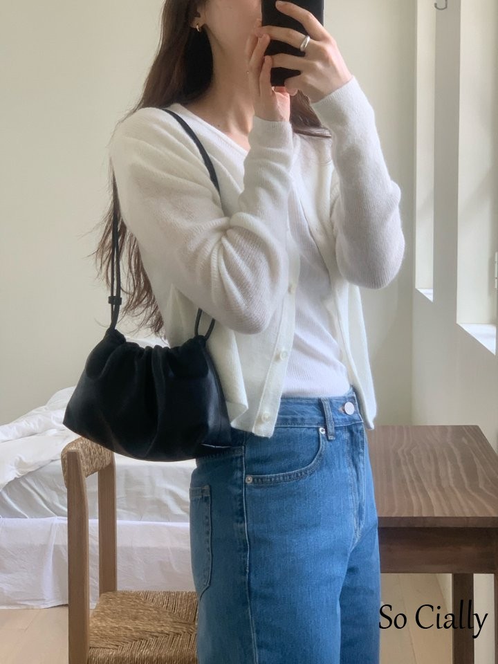 FLLANEL 24夏季韩国代购针织衫长袖圆领单排扣