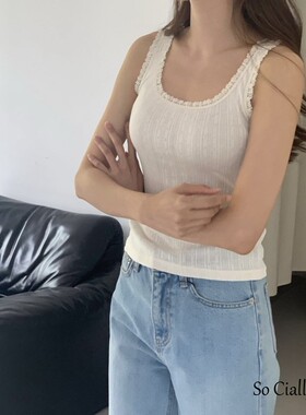 So Cially | 23夏韩国代购新品JINSIM背心无袖蕾丝花边性感