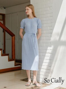 So Cially | YUPPE 23夏韩国设计师品牌皱巴巴腰部系绳半袖连衣裙