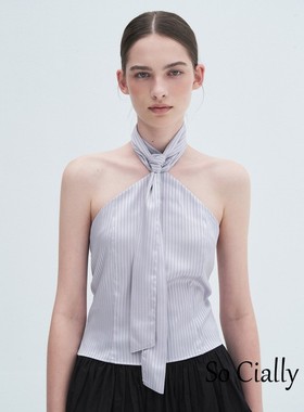 So Cially | THETIS 23夏韩国设计师品牌新品挂脖竖条纹抹胸上衣