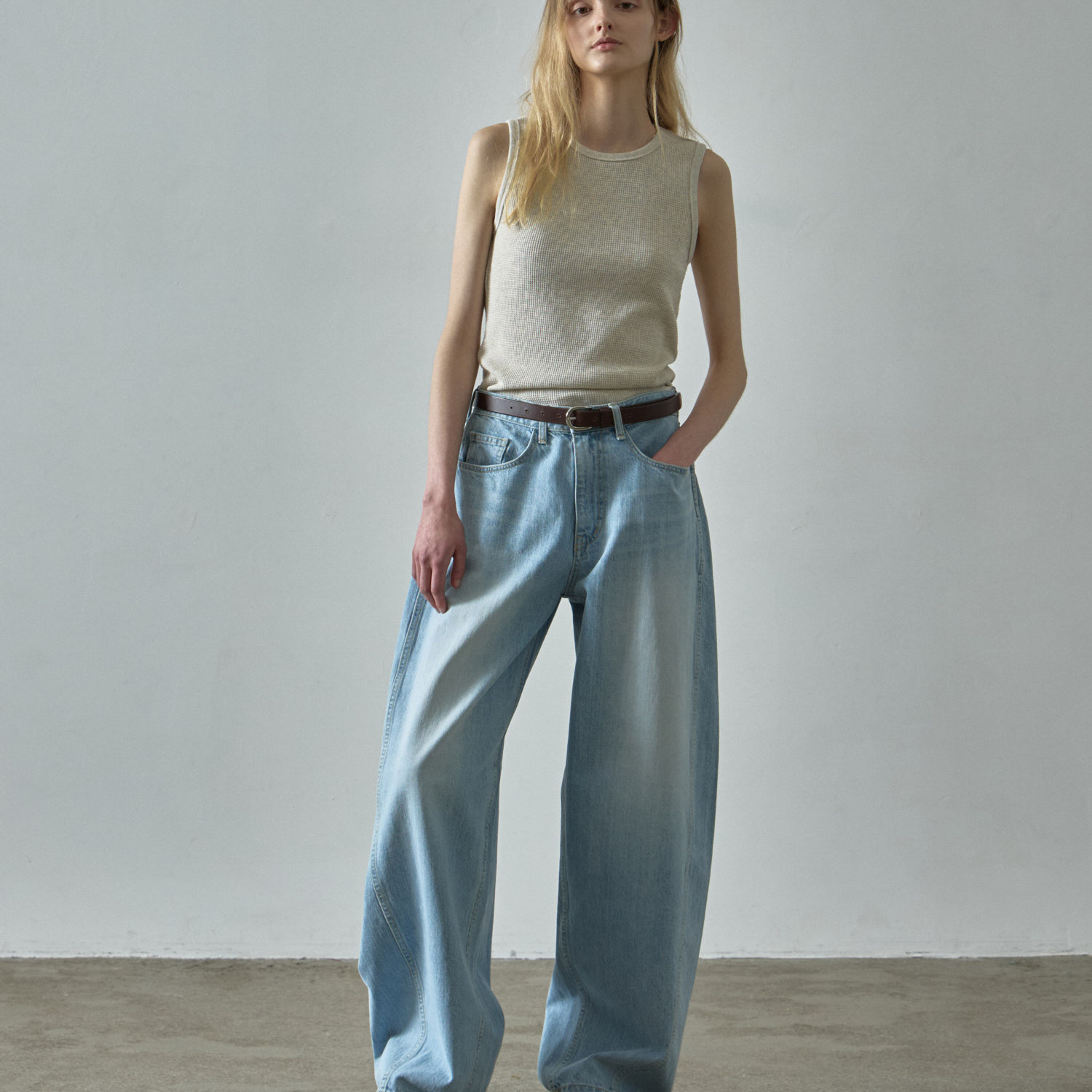 FACADE PATTERN 25SS新品立体曲线感阔腿牛仔裤