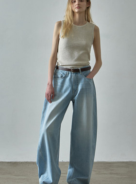 FACADE PATTERN 25SS新品立体曲线感阔腿牛仔裤