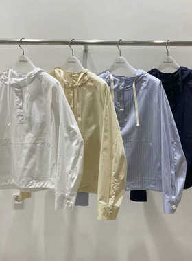 WOODSAGE 韩国直邮东大门代购外套24年早春新款休闲纯色长袖帽衫