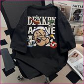 重磅100%纯棉潮牌T恤男女情侣短袖 大力水手印花宽松学生T恤 夏季