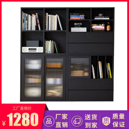 中古风实木餐边柜置物书架柜现代简约轻奢收纳柜多玛组合柜电视柜