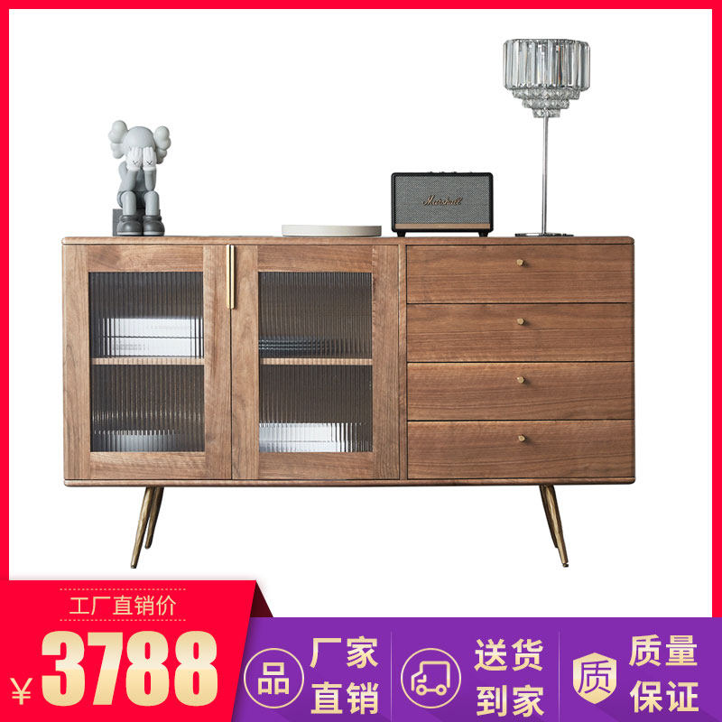 现代简约轻奢餐边柜小户型客厅多功能储物柜一体靠墙茶水酒柜复古