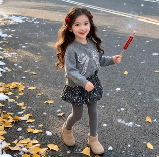女童秋冬装套装2026新款儿童洋气时髦毛衣开衫外套半身裙两件套潮