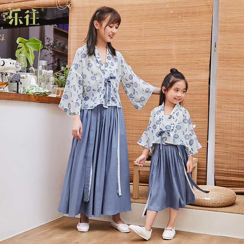 原创古风飘逸汉服母女装亲子