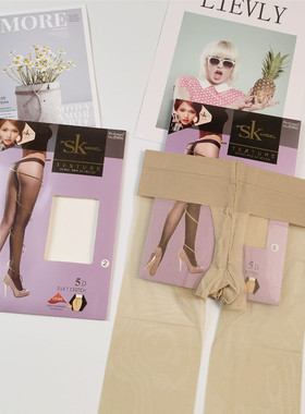 SKangel天蚕丝T型裆夏5D超薄sk丝袜女性感低腰无痕连裤袜子8966