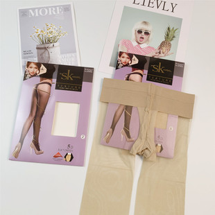 SKangel天蚕丝T型裆夏5D超薄sk丝袜女性感低腰无痕连裤袜子8966