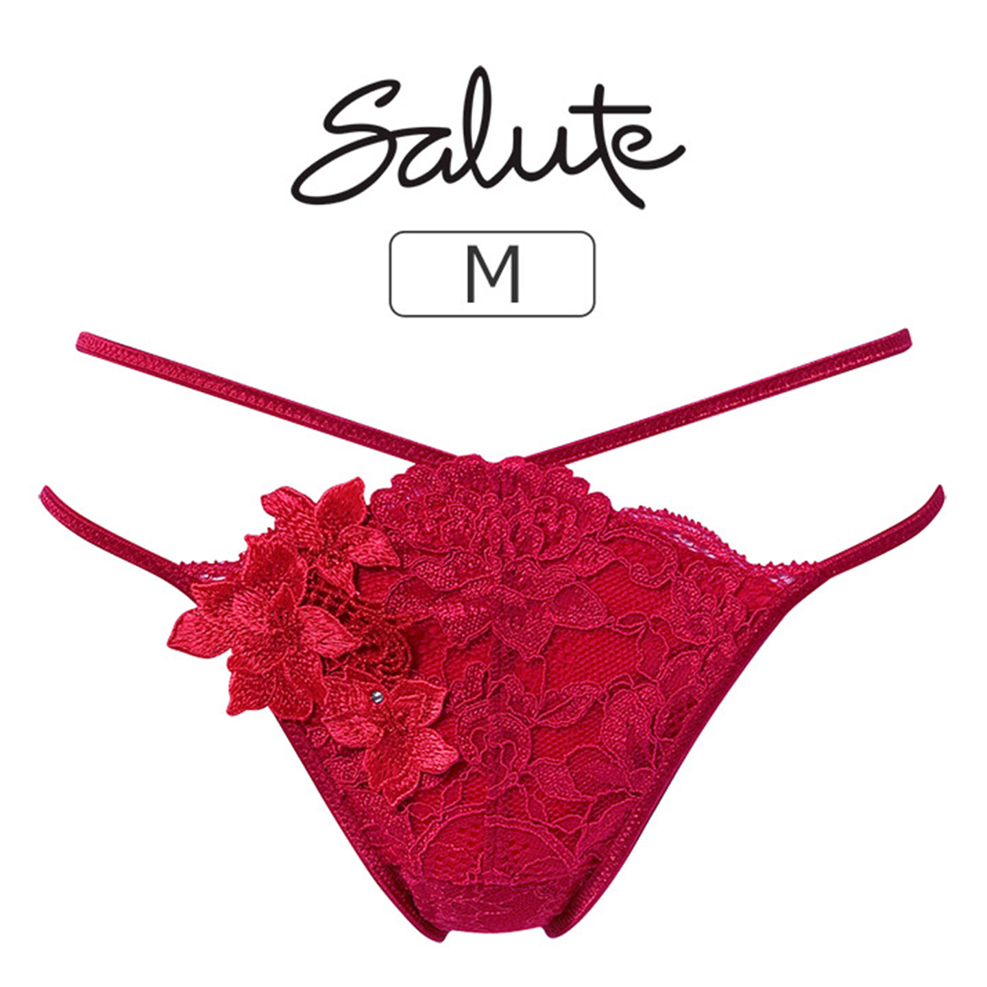 重工刺绣新年红色低腰双环内裤