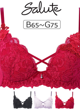 27G 华歌尔Salute内衣女上托聚拢显大重工刺绣刺绣新年红色文胸罩