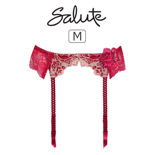 670SALUTE日本华歌尔红色喜庆玫瑰花刺绣吊袜带 性感白黑色吊袜带