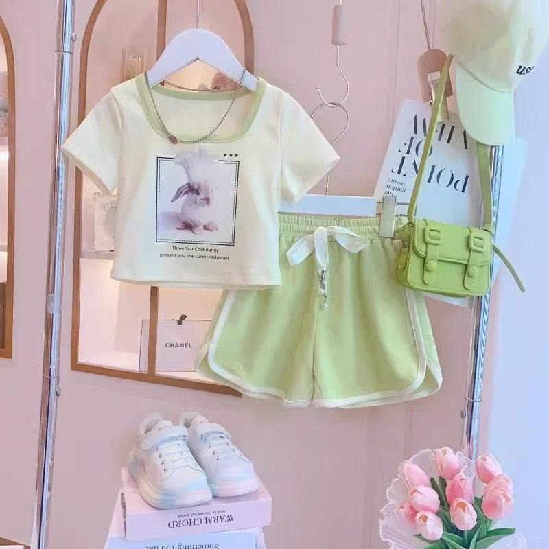 女童休闲套装夏季韩版中大童儿童卡通印花短袖T恤抽绳短裤两件套,童装/婴儿装/亲子装,套装,淘宝优惠券,粉丝福利购,淘宝优惠卷