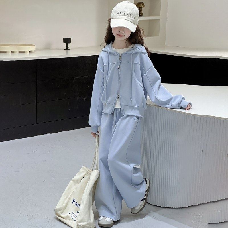 女童运动套装春秋2025新款大童连帽外套阔腿裤休闲韩版秋季两件套,童装/婴儿装/亲子装,儿童运动套装,淘宝优惠券,粉丝福利购,淘宝优惠卷