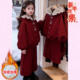女童冬季 加绒红色毛呢连帽外套2026新款 中大童女孩加厚过年拜年服