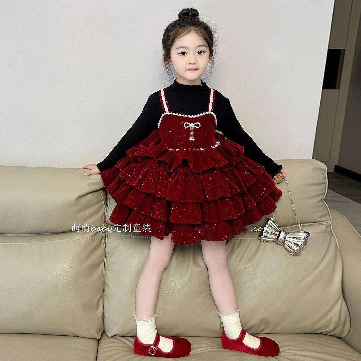 新款韩版红色闪闪丝绒吊带蛋糕裙童装2025秋冬女童加绒圣诞公主裙,童装/婴儿装/亲子装,连衣裙,淘宝优惠券,粉丝福利购,淘宝优惠卷