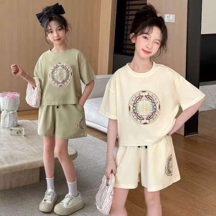 女童夏装纯棉套装新款国风儿童洋气时髦女孩新中式短袖短裤两件套,童装/婴儿装/亲子装,套装,淘宝优惠券,粉丝福利购,淘宝优惠卷