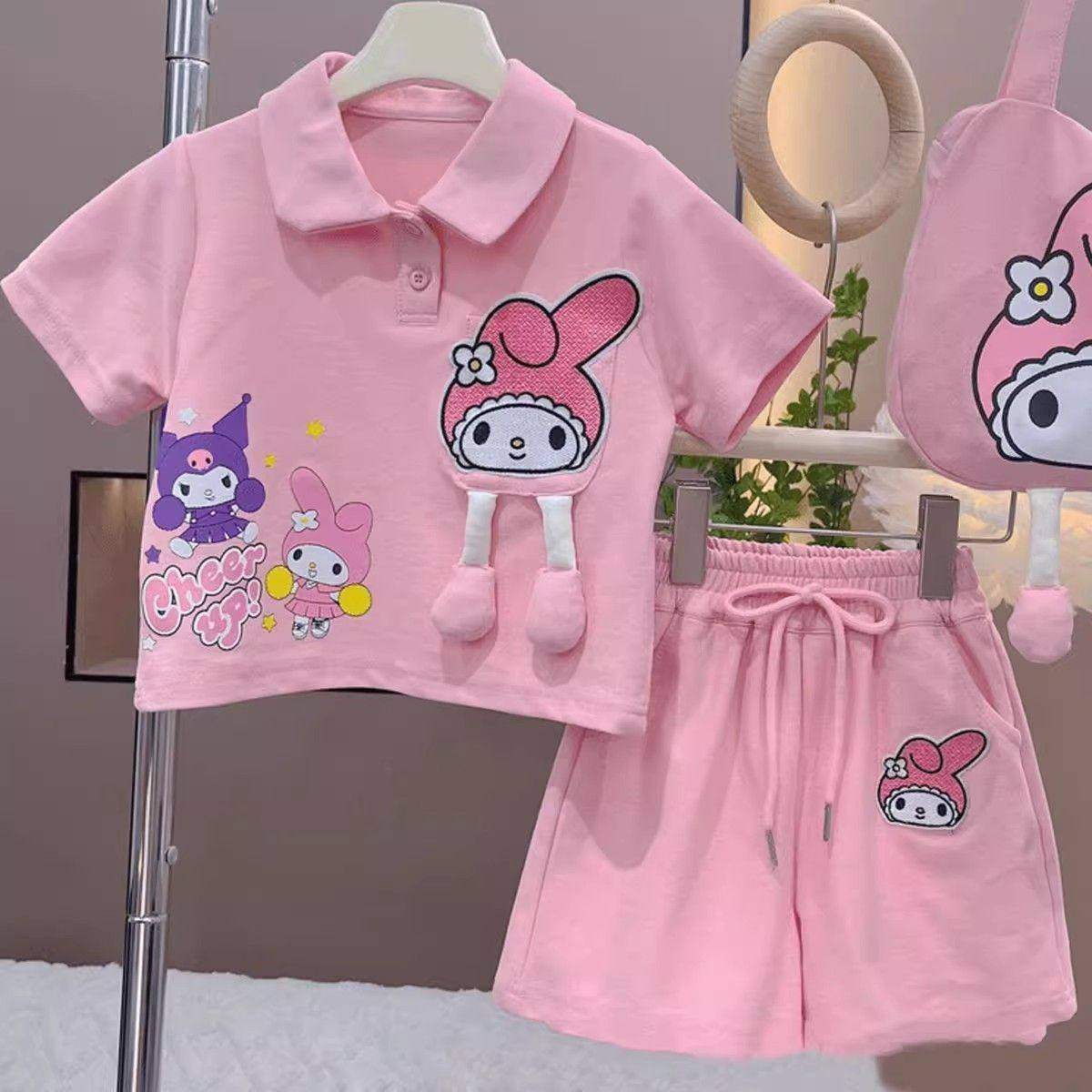女童夏季可爱套装2025新款中小童库洛米卡通polo领短袖短裤两件套,童装/婴儿装/亲子装,套装,淘宝优惠券,粉丝福利购,淘宝优惠卷