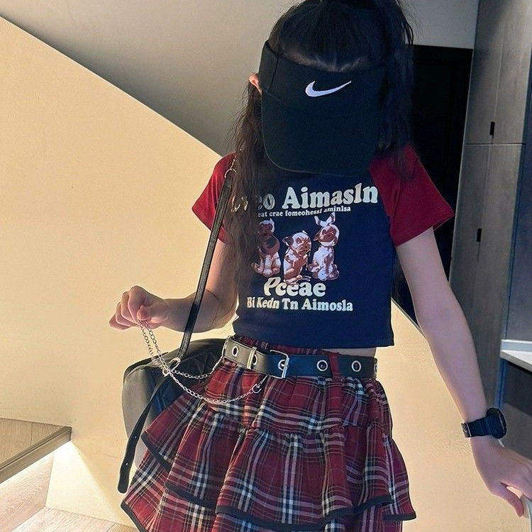 女童短款短袖t恤潮酷飒裙夏装2025新款儿童辣妹套装上衣女孩大童t,童装/婴儿装/亲子装,套装,淘宝优惠券,粉丝福利购,淘宝优惠卷