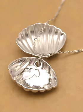 s925纯银小羊贝壳养你一辈子项链女生高级小众轻奢个性动物锁骨链