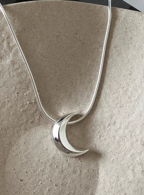 925纯银月牙月亮项链男女蛇骨链