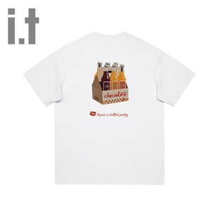 t恤百搭新款 全棉T恤男女短袖 饮料印花潮流短袖 CHOCOOLATE瓶装