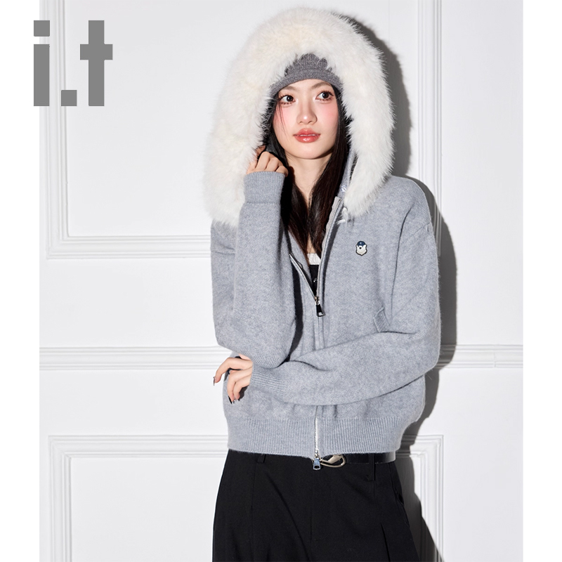 针织衫it毛CHOCOOLATE拉链开衫