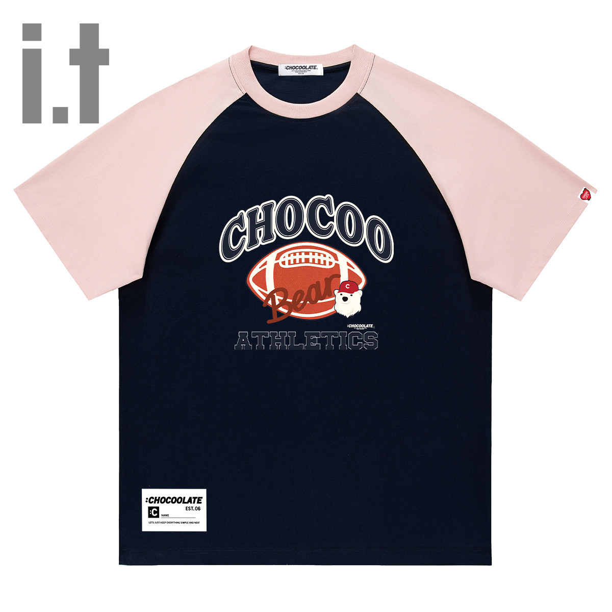 i.t CHOCOOLATE撞色短袖插肩卡通印花圆领T恤男女