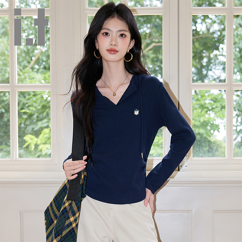 CHOCOOLATE2025it纯色简约恤长袖