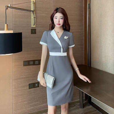 美容院制服气质2023夏季新款美容院浴足桑拿足疗按摩显瘦工作服