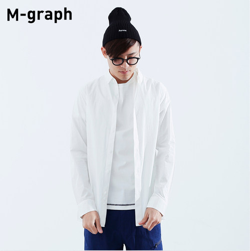 m-graph时尚都市基础方领衬衫