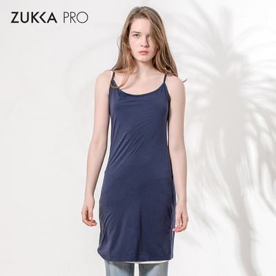 ZUKKA PRO卓卡女秋装时尚纯棉舒适中长款背心吊带打底裙连衣裙女