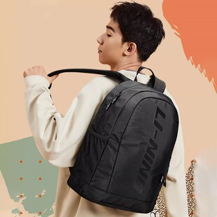 李宁双肩包男款休闲运动户外健身大容量书包旅行包电脑包YBSU171