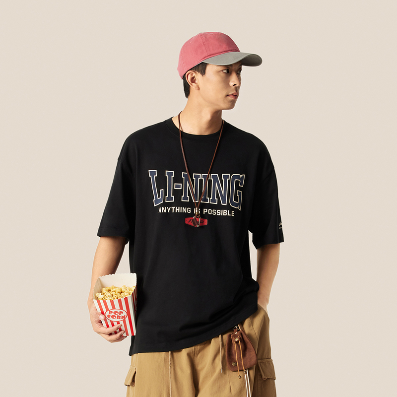 2025新品李宁运动时尚系列男女同款宽松短袖文化衫丨AHSV261-6