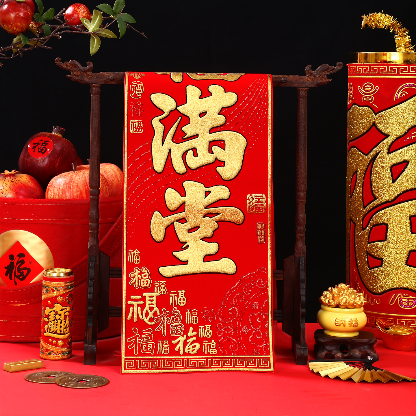 2026马年生肖植绒布对联春节装饰