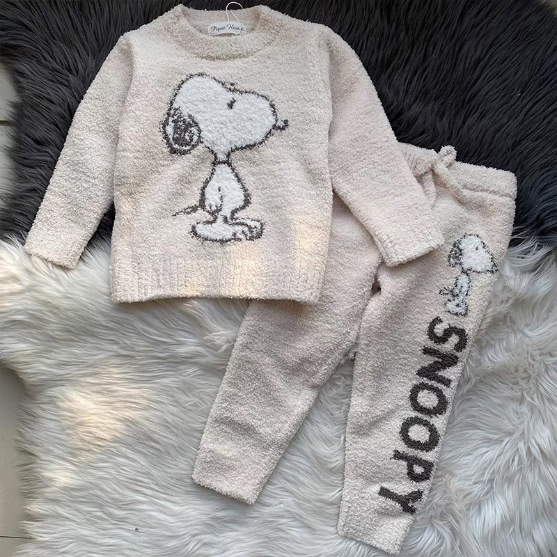 儿童软绵绵睡衣冬软绵绵女童家居服男童加厚加绒可爱保暖秋冬套装