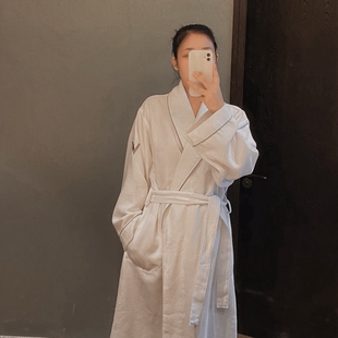 高端 W酒店五星级酒店同款纯棉薄款长睡袍 情侣男女款吸水浴袍