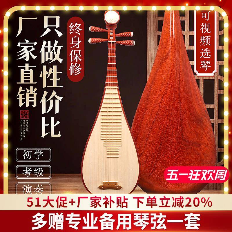 林海儿童琵琶乐器考级专用初学者入门级花梨木成人演奏红木琵琶琴