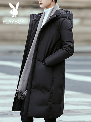 花花公子冬季男士羽绒服中长款