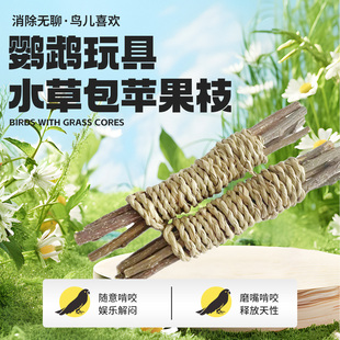 水草苹果枝鹦鹉仓鼠玩具鸟磨嘴天然苹果木海草编制玩具耐玩送扎带
