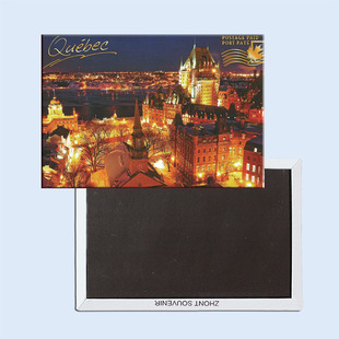 加拿大 魁北克城 夜景 老港 圣母大教堂磁性冰箱贴磁贴旅行纪念品