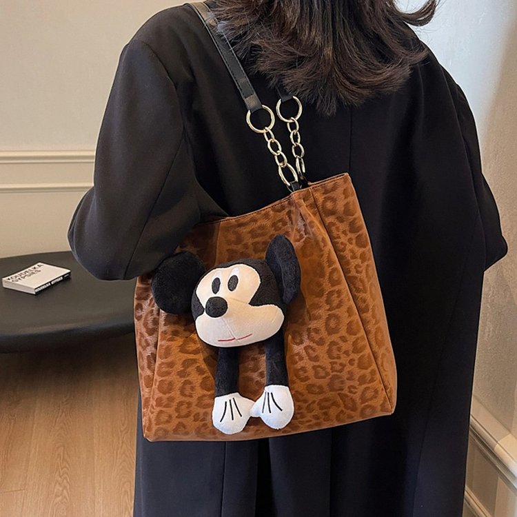 秋冬新款高级感大容量通勤托特包包女豹纹时尚百搭款单肩斜挎包包