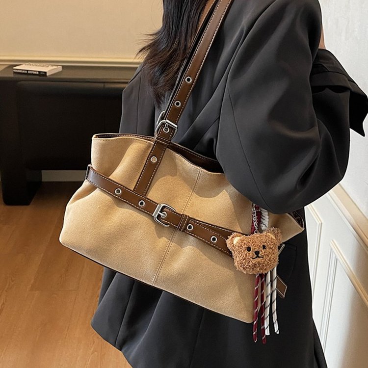 秋冬新款高级感流行复古麂皮绒腋下包包女大容量通勤日常百搭时尚