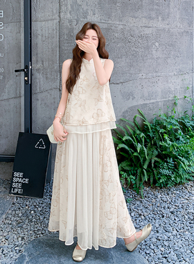 2026新款套装新中式复古时尚两件套连衣裙 25581-P155控228