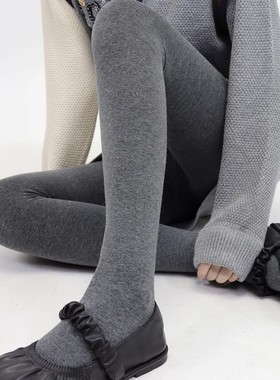 灰色打底袜秋冬加厚保暖薄绒微压显瘦烟灰色平板连袜裤精梳棉