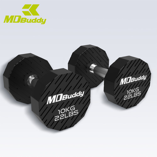 MDBuddy哑铃tpu环保无味男士家用实心固定十二边形健身房包胶亚玲