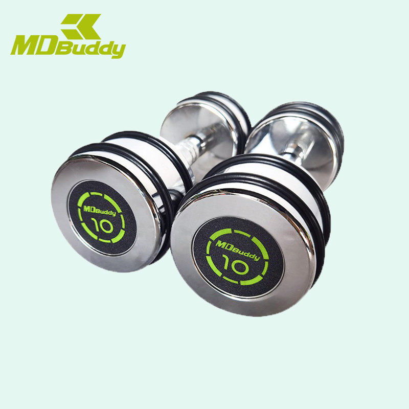 MDBuddy电镀哑铃纯钢实心男士健身家用女练臂肌圆头小亚铃1-10kg