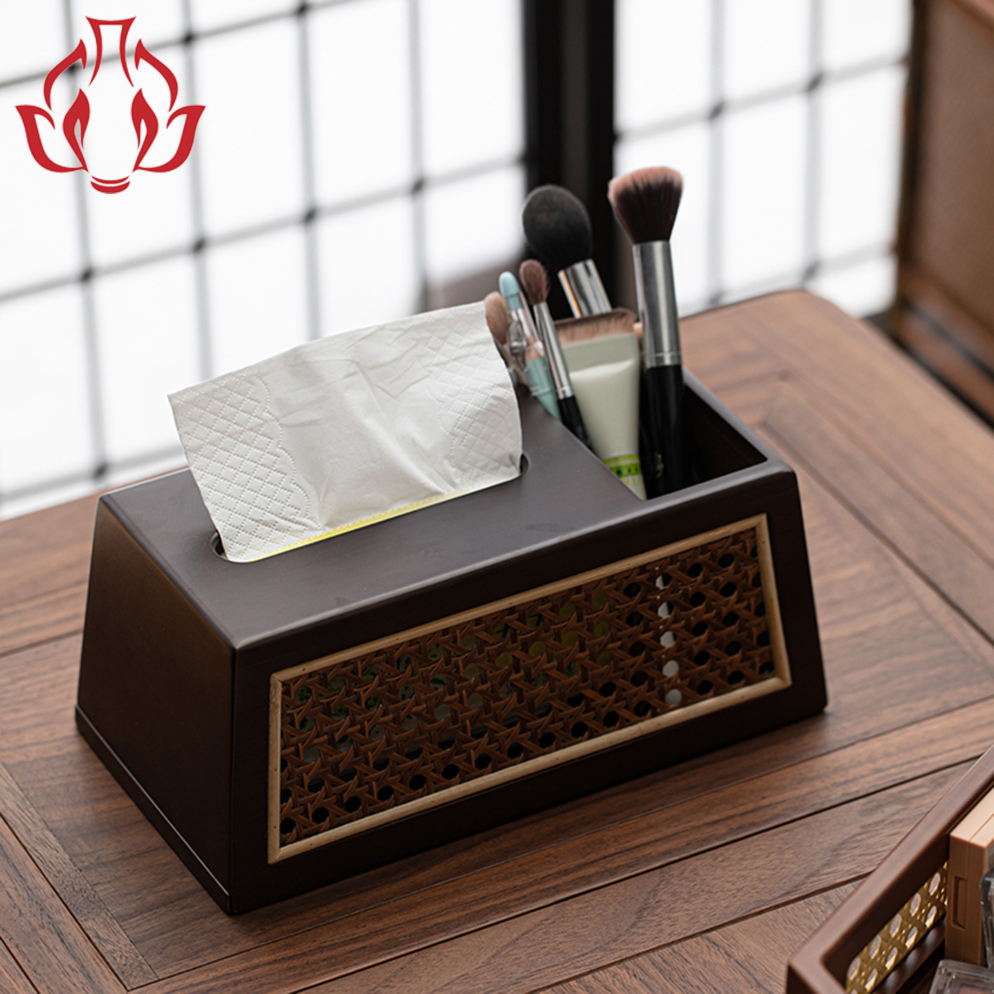 星悦竹木藤编纸巾收纳盒家用抽纸盒茶桌茶道配件多功能化妆整理盒,收纳整理,桌面收纳盒,淘宝优惠券,粉丝福利购,淘宝优惠卷