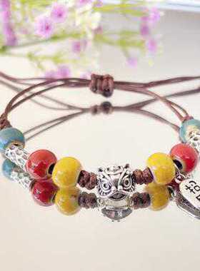 百搭编织小醒狮手链陶瓷又萌又酷